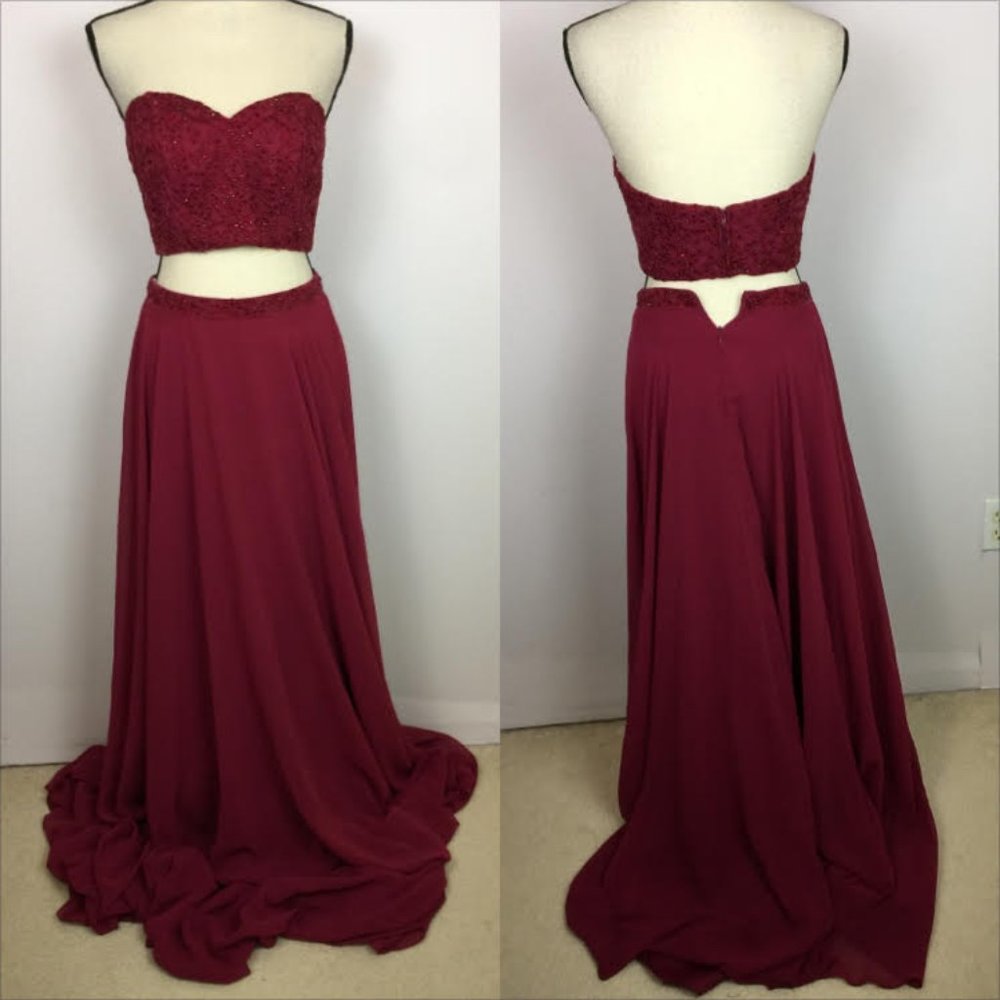 Alyce Paris Burgundy Maxi Dress